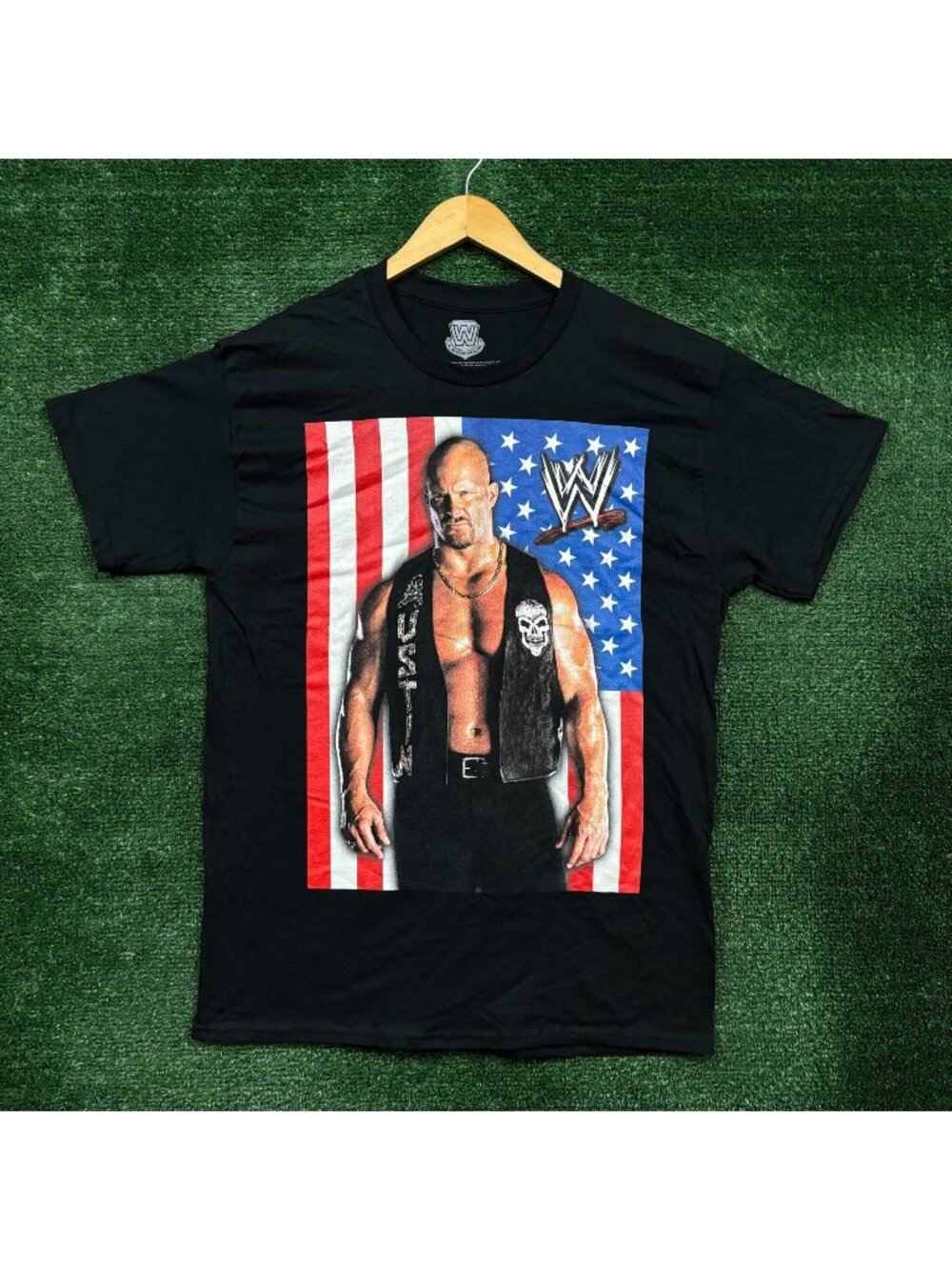WWE Legends Stone Cold Steve Austin American Flag T-Shirt Size Large